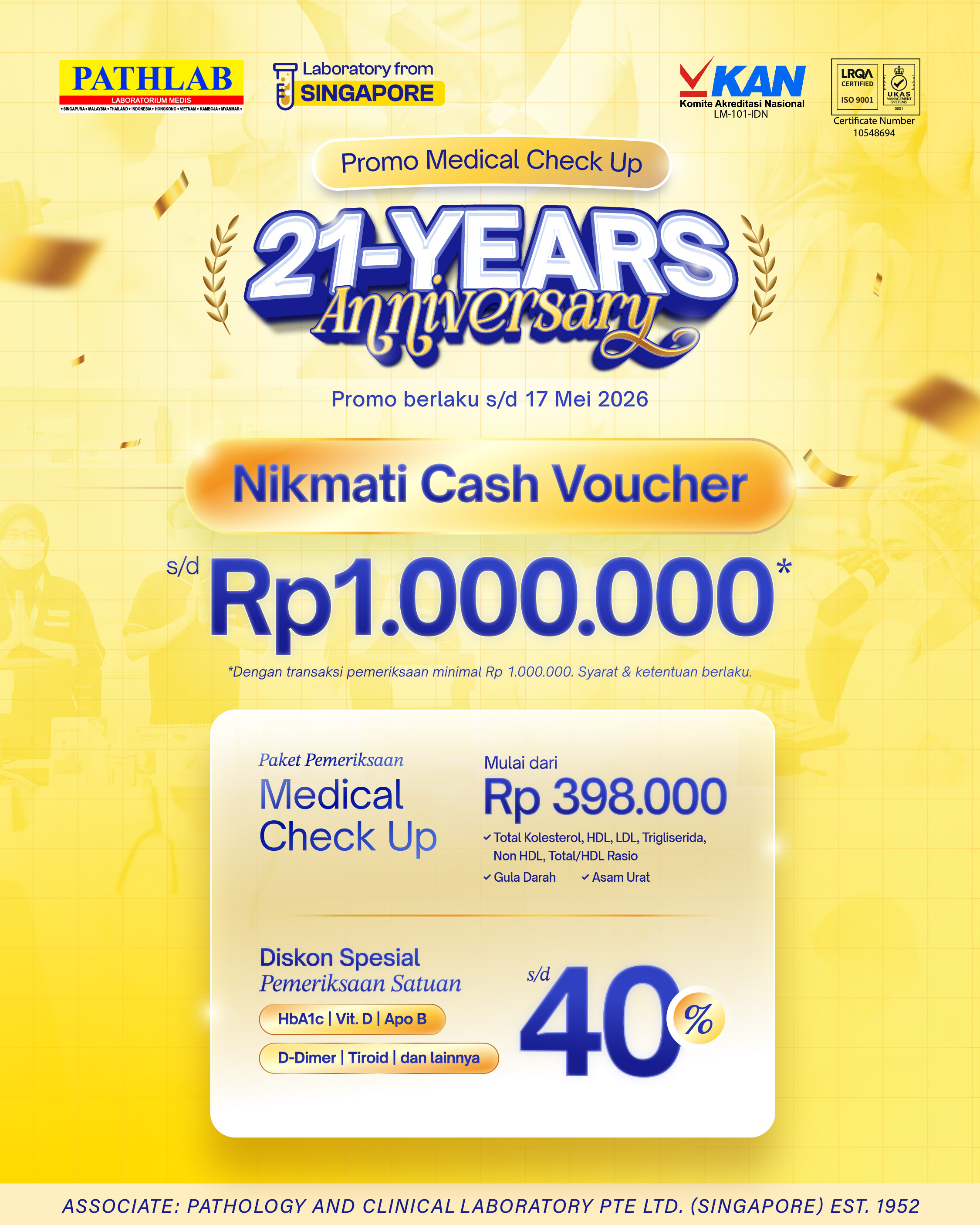 Promo Pemeriksaan Special Anniversary Pathlab Indonesia Ke 21 !!!